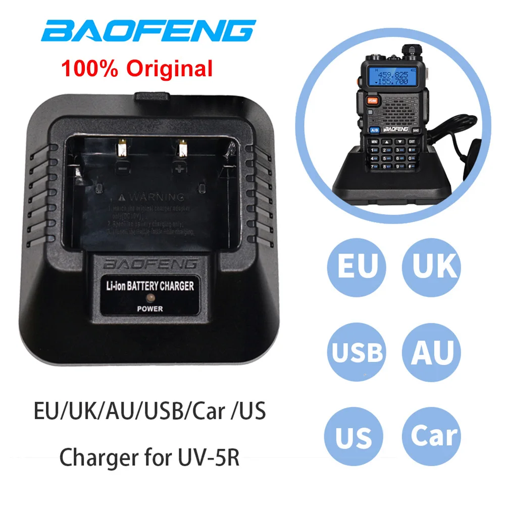 Car Accessories Uk - Caricabatterie Originale Baofeng UV-5R EU/US/UK/USB/Auto per