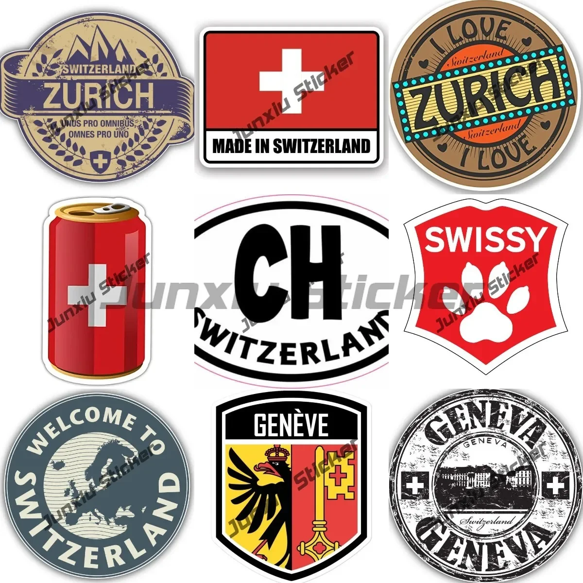 Car Accessories Zurich - Adesivo Circolare con Sigillo Svizzero, Emblema
