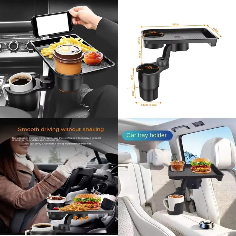 Car Cup Holder Expander - Portabicchieri per Auto Multifunzione con Vassoio