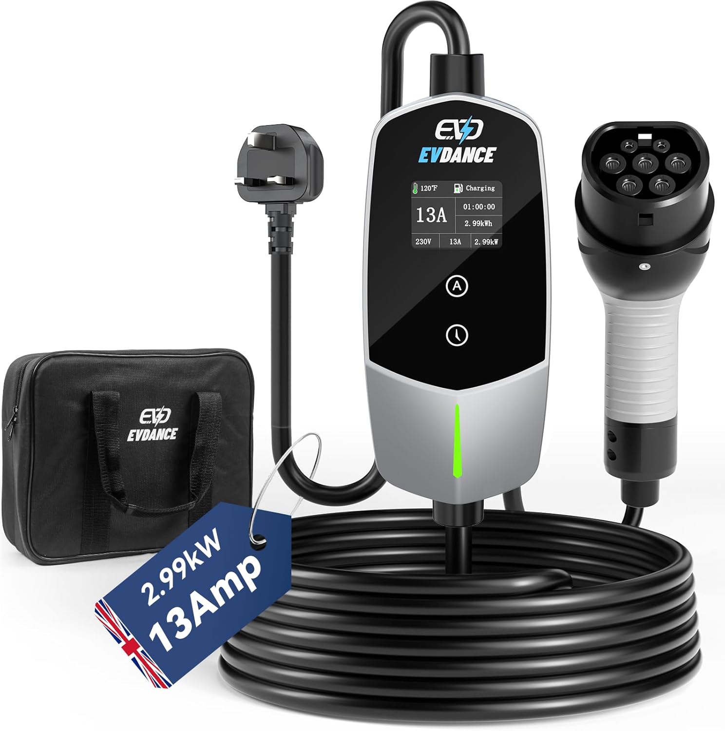 Car Accessories Uk - Caricatore EV Portatile EVDANCE Tipo 2