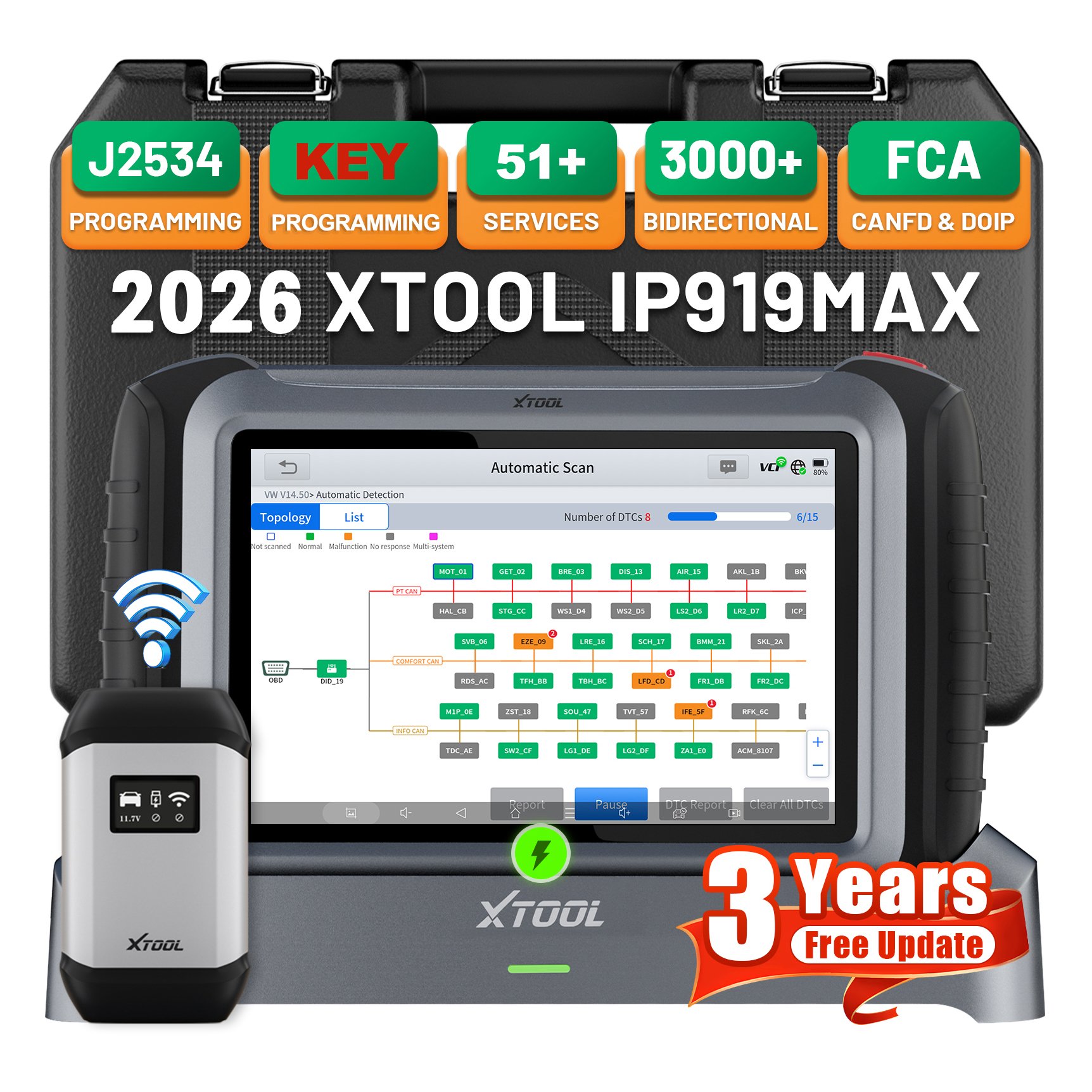 Obd2 Scanner - Magazzino UE XTOOL IP919MAX J2534 Strumento